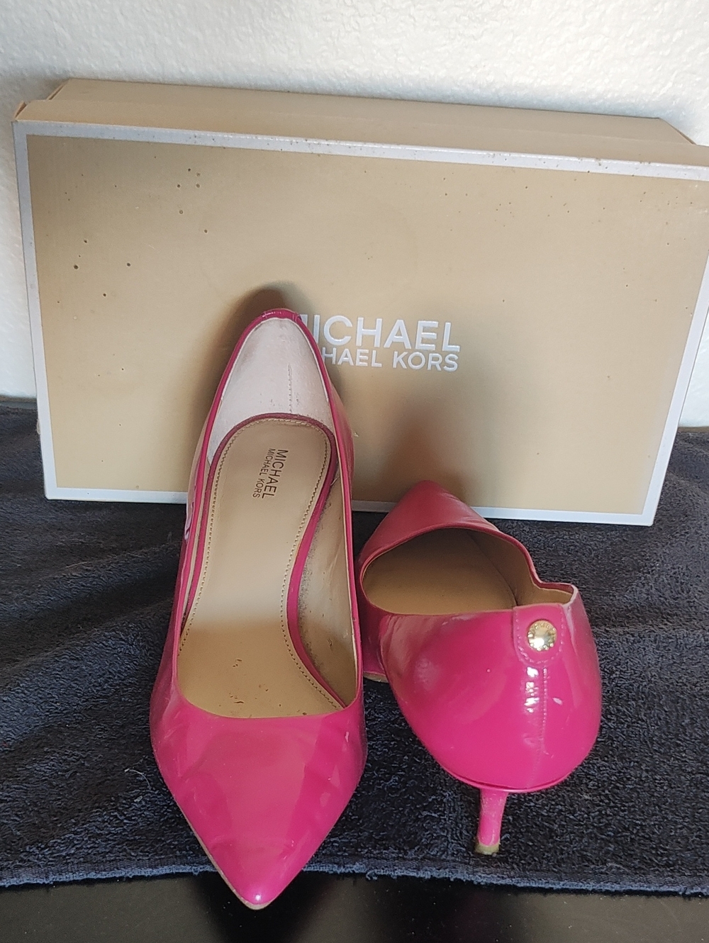 Michael Kors Fuschia Pink Patent Pointed-Toe Heels